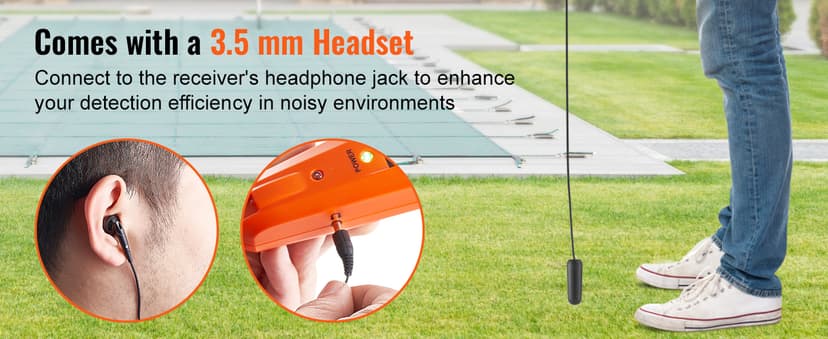 VEVOR Underground Cable Locator, 3 FT Max. Detection Depth, Wire Tracer Break Detector Finder with Earphone, 1000 FT Max.Detection Length Cable Tester for Pet Fence Buried Sprinkler Valve Irrigation