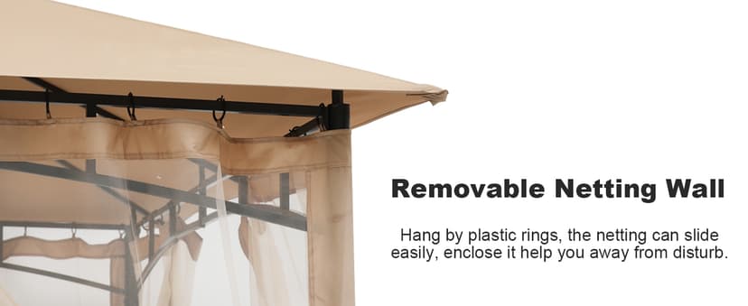 ABCCANOPY Gazebos for Patios 10x10 - Outdoor Steel Frame Gazebo with Mosquito Netting for Lawn Backyard Garden Deck (Khaki)