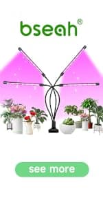 bseah Grow Light Plant Light Indoor Plants, Full Spectrum Clip Plant Growing Lamp, 10-Level Dimmable, Auto On Off Timing 3 9 12Hrs (2 Pack)
