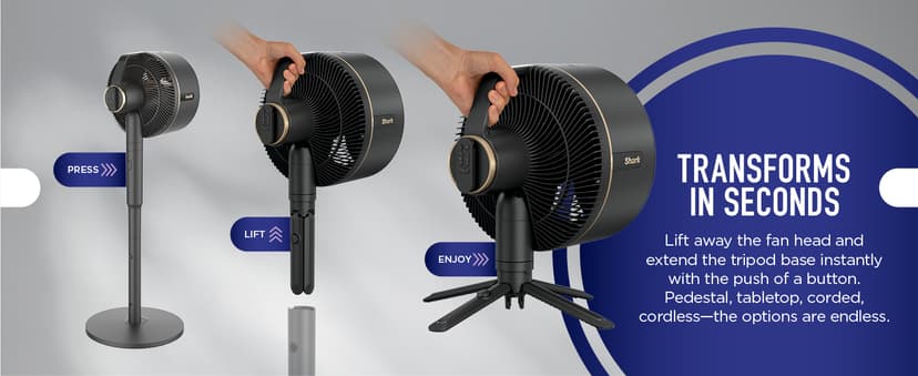 Shark FlexBreeze Fan - Indoor & outdoor oscillating fan, pedestal & tabletop, corded & cordless portable fan with outdoor InstaCool misting attachment - FA222