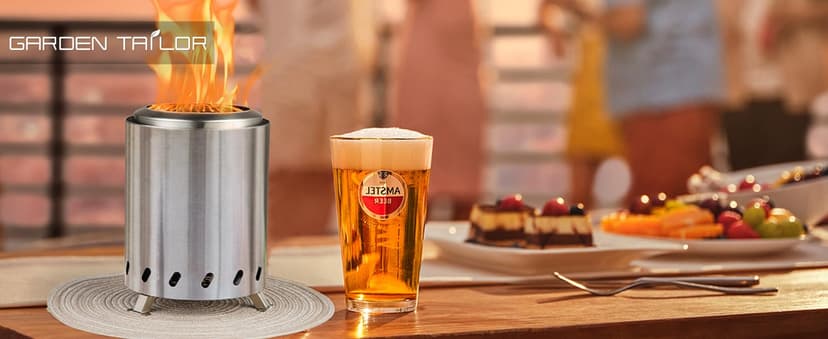 Table Top Firepit 6 Inch - Tabletop Fire Pit Camping Stove 304 Stainless Steel Pellet Patio Heater Portable Smokeless Fire Pit 6"x6.89" Silver