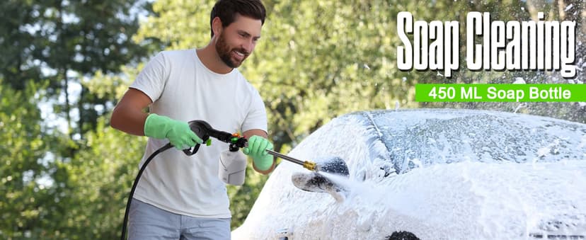 Electric Pressure Washer, 4500 PSI 3.0 GPM High Pressure Cleaning Machine with 35 FT Power Cord, 20 FT Hose, Foam Cannon, 4 Nozzles,Easy Store for Car/Garage/Patio, Green/Small