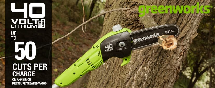 Greenworks 40V 8-Inch Cordless Polesaw, 2.0Ah Battery and Charger Included PS40B210