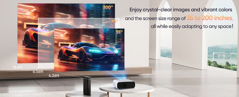 Projector with WiFi and Bluetooth, 500Ansi Native 1080P Projector,Portable Outdoor Projector, Movie Mini Projector Compatible with iOS/Android/HDMI/ TV Stick
