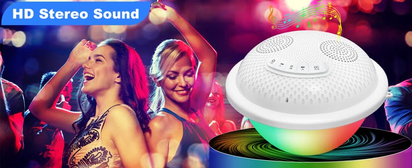 Floating Pool Speakers with Colorful LED Lights, IP68 Waterproof Pool Speakers Bluetooth, 16W Stereo Loud Sound Hot Tub Speaker, TWS Pairing, Hands-Free Portable Bluetooth Pool Speaker for Spa