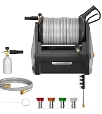 Giraffe Tools Pressure Washer Hose Reel, 1/4" × 65ft Pressure Hose Reel, Auto Rewind Power Washer Hose Reel, Wall/Floor Mounted, 3200 PSI
