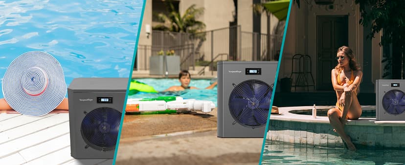 16000 BTU Swimming Pool Heat Pump 5000 Gallon Electric Pool Heater for Above Ground Pool 5KW Heating or Cooling WiFi Control Timer Pool Heater 120V 60Hz