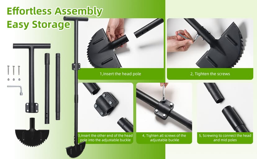 Lawn Edger, 42 Inch Half Moon Manual Edger Lawn Tool, Heavy Duty Saw Tooth Driveway Sidewalk Flower Bed Landscaping Grass Step Edging Tool, T-Grip, Long Handle