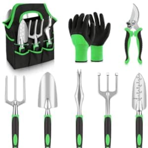 Gardening Tools.Gardening Hand Tools, Gardening Tools, 8 Piece Set Heavy Duty, Gardening Tools Set with Non Slip Rubber, with Garden Kit.