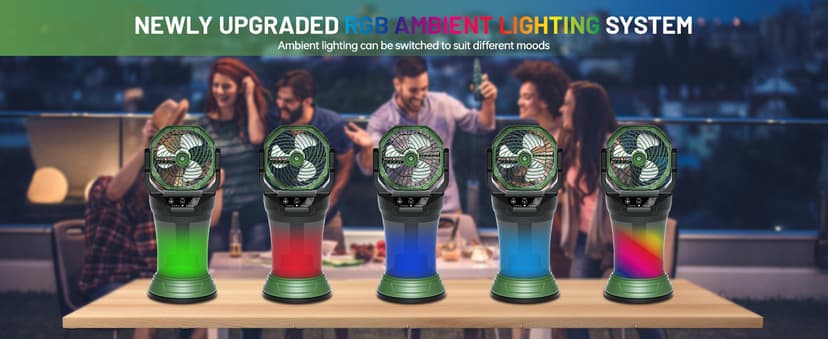 Portable Misting Fan with Remote & 30000mAh Rechargeable Misting Fans for Outside Patios Camping Beach & Workshops Mist Fan Portable for Outdoor/Indoor 2L Water Tank RGB Light 4 Speeds & Spray