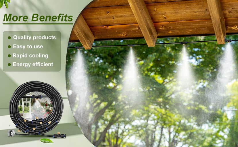 GOXAWEE Misting System, 75FT (23M) Misting Line + 28 Brass Mist Nozzles + Brass Adapter(3/4"), Misters for Outside Patio Cooling Outdoor Garden Greenhouse Trampoline for Waterpark