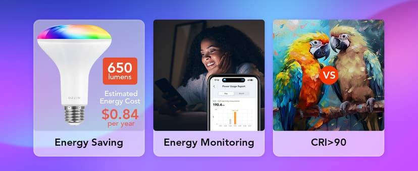 OREiN Matter Smart Light Bulb, BR30 Smart Light Bulbs 650LM 60W, Recessed Color Changing Bulbs RGBTW, Smart Flood Light Bulb Compatible with Alexa, Apple Home, Google Home, SmartThings, 4Pack