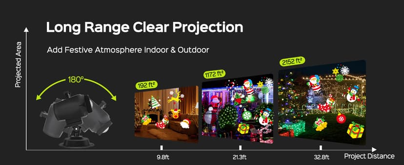 JACKYLED Christmas Projector Light, Outdoor 2-in-1 HD Holiday Projector Light Outdoor with Remote Control, Timers, IP65 Waterproof (15 Slides, 10 Colors)
