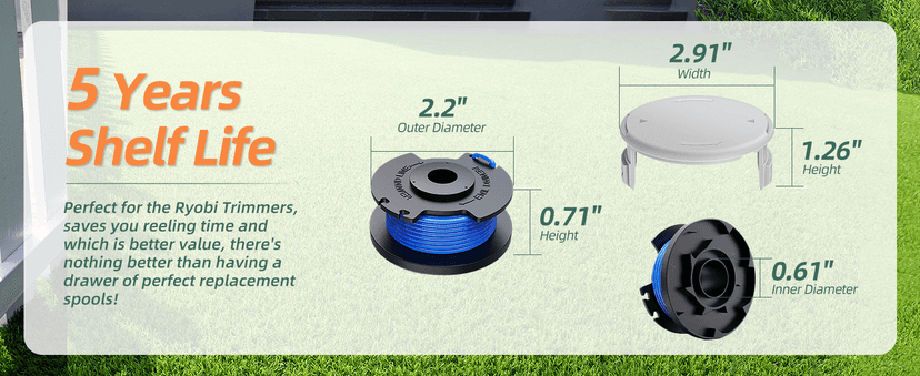 7 Packs Weed Wacker String Replacement for Ryobi One+ AC14RL3A,0.065-Inch String Trimmer Refill Compatible with Ryobi 18v, 24v, and 40v Trimmer(6 Trimmer Line,1 Trimmer Cap)