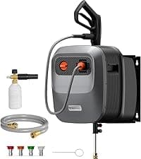 Giraffe Tools Pressure Washer Hose Reel, 1/4" × 65ft Pressure Hose Reel, Auto Rewind Power Washer Hose Reel, Wall/Floor Mounted, 3200 PSI