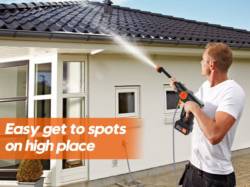 Lemolify 6000mAh Battery Pressure Washer, Electric Power Washer Cordless, Portable Car Pressure Washer Handheld with 6-in-1 Nozzle,17FT Drain Hose, Power Cleaner for Patio Floor Fence Deck,2 Battery