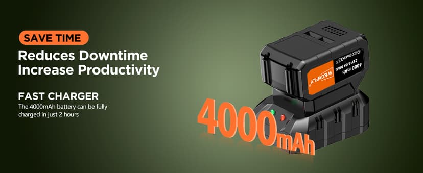 12-Inch Cordless String Trimmer & Edger, (2 x 21V 4.0Ah Electric Brush Cutter Battery Powered), with Auxiliary Bracket, Side Ball, 90° Rotary Head, Telescopic Handle, 3 Cutting Methods(WEG21T)