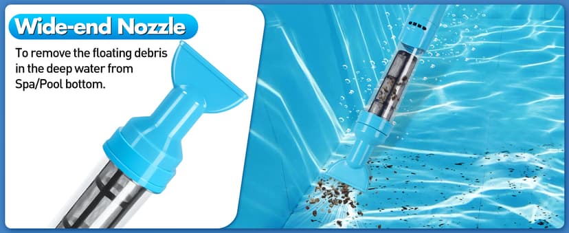 4-in-1 Handheld Pool Vacuum Cordless, 4000mAh Rechargeable Hot Tub Vacuum Spa with Telescopic Pole, Above Ground Pool Vacuum Cleaner, Suction Improved 30% Spa Wand Deep Cleaning for Debris