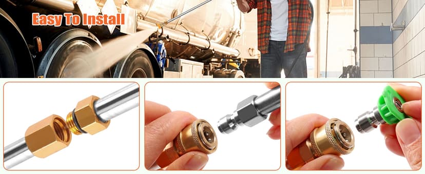 Gutter Cleaning Tools From the Ground, 10 Pack 9 FT Pressure Washer Extension Wand, Power Washer Lance With 6 Pressure Washer Spray Nozzle Tips, 30°, 90°, 120° Gutter Cleaner Curved Rod, 4000 PSI