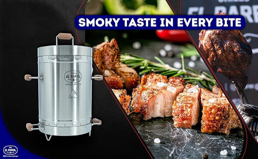 Grill & Smoker Barrel (MEDIUM)| 100% Stainless Steel Barrel | You can Grill, Smoke, Roast & Bake| Smokeless, Even Heat Distribution & Perfect Preservation for Your Meats, Charcoal