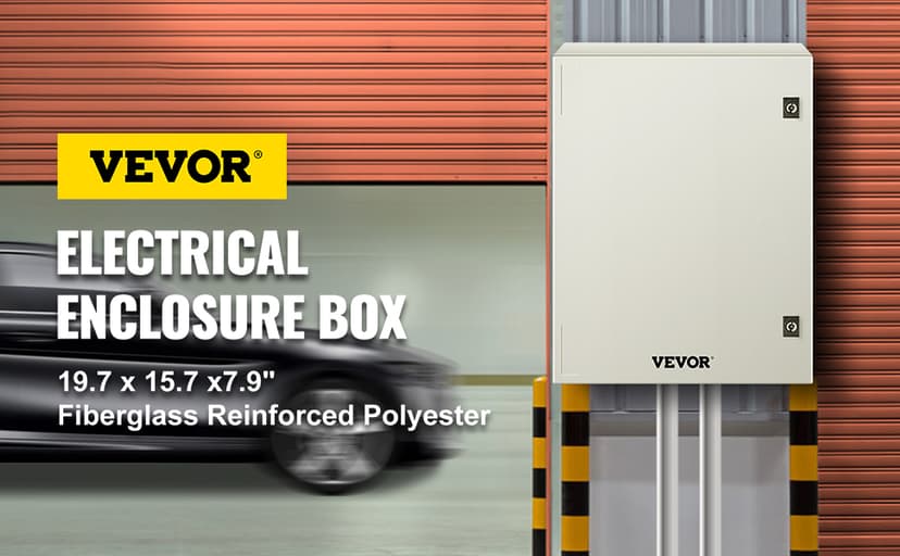 VEVOR Fiberglass Enclosure 19.7 x 15.7 x7.9 Electrical Enclosure Box NEMA 3X Electronic Equipment Enclosure Box IP65 Weatherproof Wall-Mounted Electrical Enclosure with Hinges & Quarter-Turn Latches
