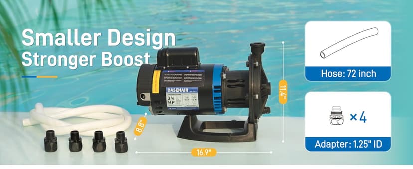 Booster Pump,3/4 HP Pure Copper Motor with Dual Voltage(115V or 230V),IPX4 Waterproof Compatible for Pressure Side Pool Cleaners Vac-Sweep 280,380,3900