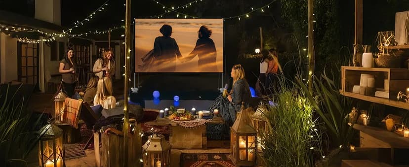 Outdoor Projector Screen with Stand 100 Inch: Portable Projection Screen 16:10 4K HD Outdoor Movie Screen with Carry Bag for Home Backyard Theater