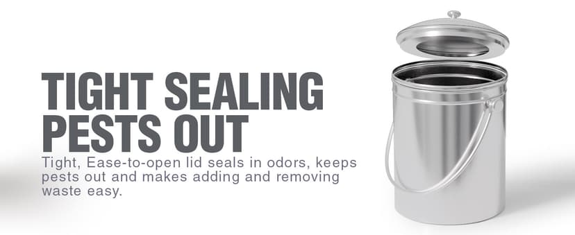 Utopia Kitchen Compost Bin for Kitchen Countertop, 1.3 Gallon Compost Bucket for Kitchen with Lid, Includes 1 Spare Charcoal Filter, Home Essentials - (Silver)