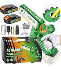 Electric 6 Inch Mini Small Cordless Battery Powered Handheld Chainsaw With Charger For Trimming On Tree Branches, Wood Cutting, Pruning Shears To Diy, Backyard Upkeep, Light Home Repairs
