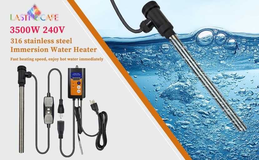 240V 3500W Fully Submersible Portable Electric Hot Tub & Large Pool immersion Water Heater with Thermostat, GFCI Leakage Protection for Bathtubs, Baptismal pool, Buckets, Swimming Pool