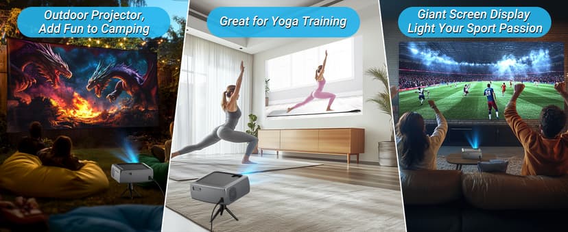 Projector with WiFi and Bluetooth, 4K Decode Outdoor Movie Use 500 ANSI Native 1080P with Auto Keystone HIFI Speaker, 270" Screen 50% Zoom Phone Mirror F410 Game Projector for HDMI/USB/PC/TV Stick/PS5