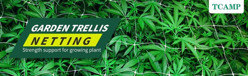 Tcamp Heavy-Duty Polyester Garden Trellis Netting Plant Climbing Net for Growing Vines Plants Vegetables Fruits Flowers, White Grow Tent (4.9Ft x15Ft, 3.5" Opening Mesh, 1 Pack Plant Net)