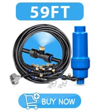 homenote Misting Cooling System 59FT (18M) Misting Line + 20 Brass Mist Nozzles + Brass Adapter(3/4") Outdoor Mister for Patio Backyard Garden Greenhouse Watering