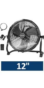 BILT HARD 12" 3-Speed High Velocity Heavy Duty Metal Floor Fan, 1680 CFM, 180-Degree Tilt, Powerful Airflow Fan for Home, Bedroom, Residential Use