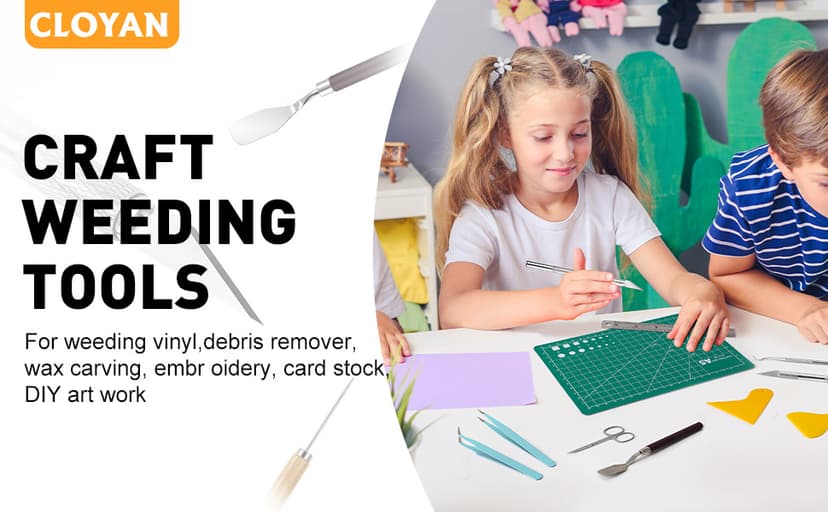 CLOYAN 33pcs Weeding Tools for Vinyl Set, Precision Craft Vinyl Weeding Tools Kit for Scrapbooking, Weeding Vinyl, DIY Art Work Cutting, Lettering, Splicing.