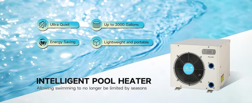 11000BTU Above Ground Pool Heater, Electric Swimming Pool Heat Pumps for Pools up to 2000 gallons, Fits 9/11/15 Foot Pool and Spas, 120V/60Hz, PLC30