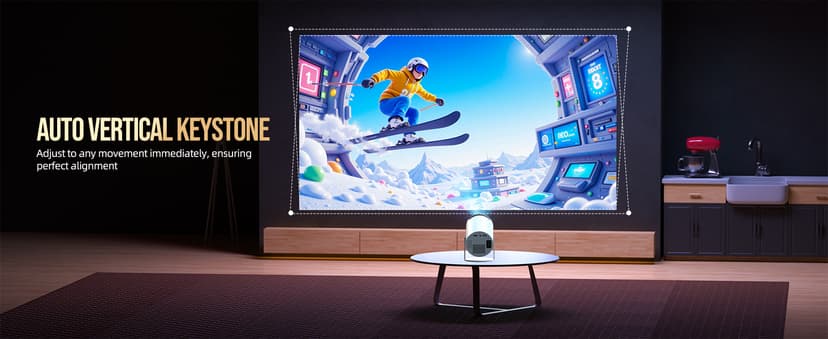 Mini Projector with WiFi and Bluetooth, Portable Projector Full HD 4K Support with Automatic Vertical Keystone Correction 270° Rotation Projector and Android 11.0 Smart Projector