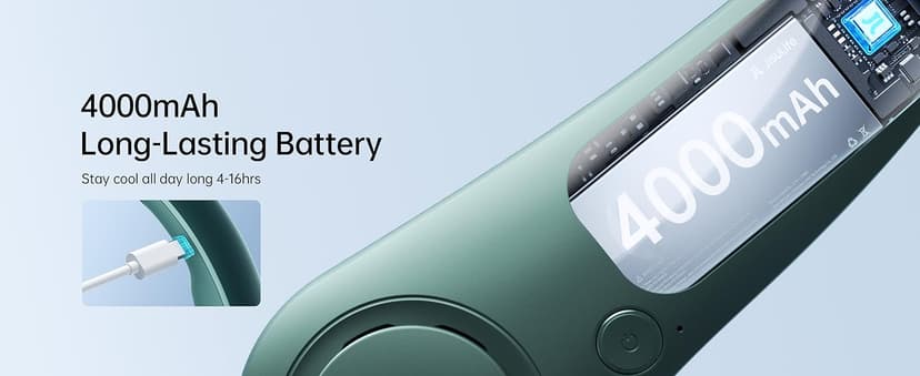 JISULIFE Portable Neck Fan, Hands Free Bladeless Fan, 5 Speeds, 4000 mAh Battery Operated Wearable Personal Fan, Twistable, Rechargeable, Gift for Women Men-Dark Green