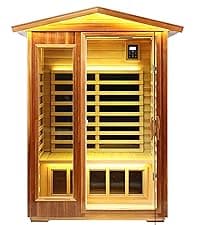 Outdoor Sauna 2 Person Infrared Sauna Far Infrared Saunas for Home 0-5 mg Low EMF Home Sauna Spa Mahogany Wood Sauna Room with Bluetooth Speakers, LED Reading Lamps, Chromotherapy Lights