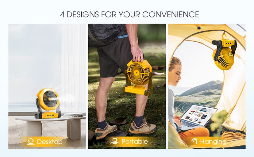 Ausic Portable Misting fan, 8-Inch Cooling Mist Fans, 10000mAh USB Rechargeable Battery Powered Fan with Mister, 250mL Water Tank & LED Lantern, for Home Desk, Bedroom, Office, Outdoor&Indoor Use