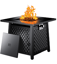 Ciays Propane Fire Pits 32 Inch Outdoor Gas Fire Pit, 50,000 BTU Steel Fire Table with Lid and Lava Rock, Add Warmth and Ambience to Gatherings and Parties On Patio Deck Garden Backyard, Black