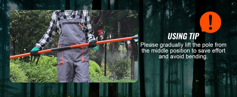 VEVOR Manual Pole Saw, 7.3-27 ft Extendable Tree Pruner, Sharp Steel Blade High Branches Trimming, Manual Branch Trimmer with Lightweight 8 Fiberglass Handles, for Pruning Palms and Shrubs