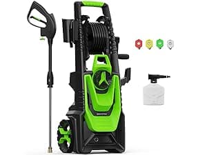 Electric Pressure Washer, 5000 PSI 3.2 GPM Power Washer with Foam Cannon, High Pressure Cleaning Machine with 35 FT Power Cord and 20 FT Hose, Hose Reel, 4 Connect Nozzles for Car/Patio/Fence