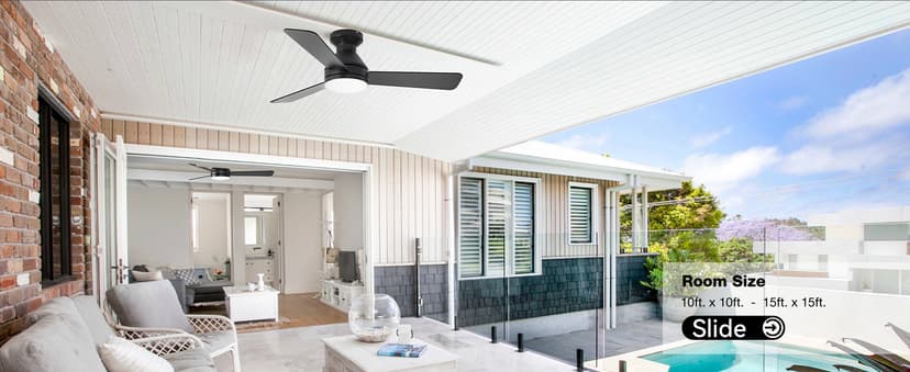 Amico Ceiling Fans with Lights, 42 inch Low Profile Ceiling Fan with Light and Remote Control, Flush Mount, Reversible, 3CCT, Dimmable, Noiseless, Black Ceiling Fan for Bedroom, Indoor/Outdoor Use