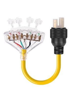 30 Amp to 110 Adapter Generator Power Cord, 4 Prong 30 Amp to 15 Amp Generator Adapter, Nema L14-30P Male to 4X 5-20R Female with Dust Protection Caps, 1.5 FT