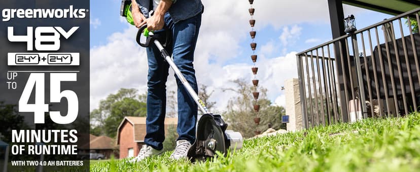 Greenworks 48V (2 x 24V) 8" Brushless Cordless Edger, (2) 4.0Ah Batteries and Dual Port Rapid Charger Included