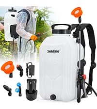 3.2 Gallon Battery Powered Backpack Sprayer, Upgraded Electric Back Pack Sprayer with 3 Spray Force, Battery Indicator, Rechargeable Handle, 41" Telescopic Wand, 5 Mist Nozzles, for Lawn and Garden