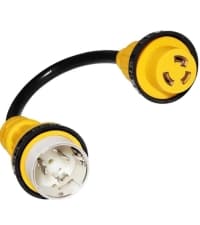 MECMO Shore Power NEMA L5-30P to 3X 5-15R/5-20R RV Generator Adapter Marine 30 Amp to 110 15 Amp Household Regular Connector, 30A 3 Prong Locking Generator Male L5-30P to 5-15R 5-20R 3-Way Female