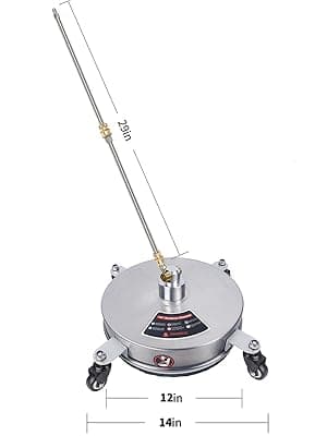 Biswing 14" Pressure Washer Surface Cleaner with 4 Wheels, Stainless Steel Power Washer Accessory for Driveways Sidewalks Patios Cleaning, 1/4" Quick Connector, 2 Extension Wand Attachments, 4000 PSI
