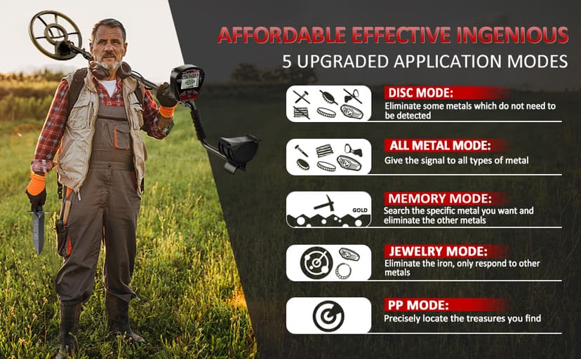 DR.ÖTEK Metal Detector for Adults Professional, Pinpoint Metal Detector Waterproof Gold and Silver, Higher Accuracy, Bigger LCD Display, Strong Memory Mode, 10" IP68 Coil, New Advanced DSP Chip